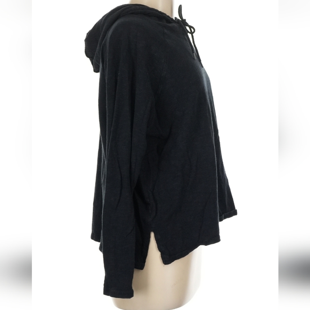 aerie Black Long-Sleeve Hooded Knit Sweatshirt - Picture 3 of 5